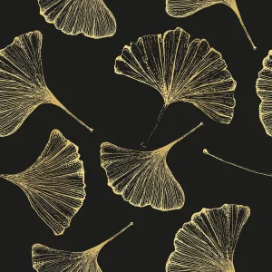 Ginkgo Leaves Wallpaper - Black