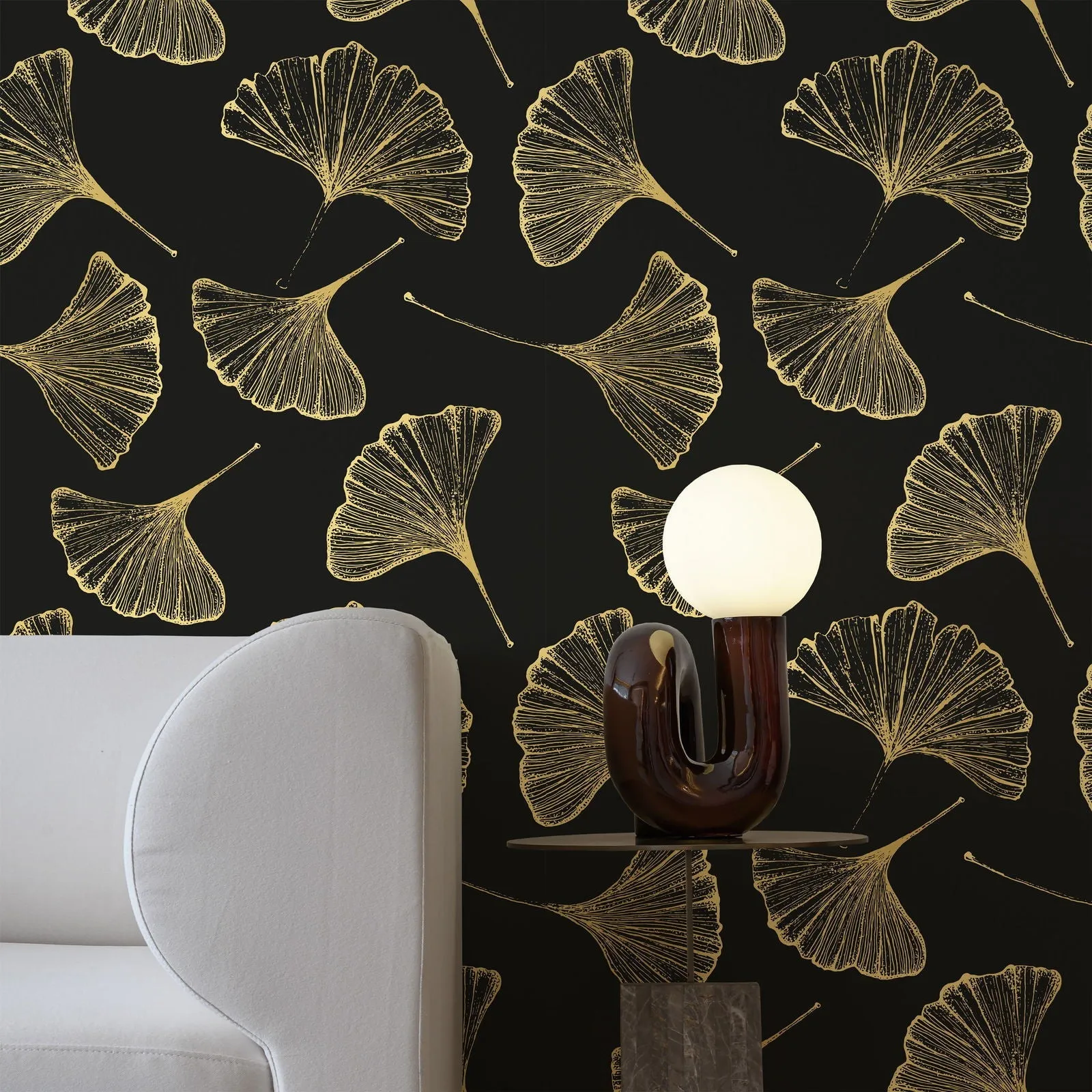 Ginkgo Leaves Wallpaper - Black