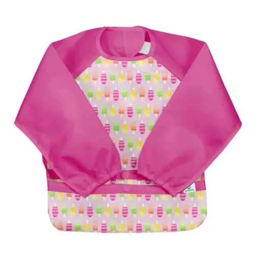 Green Sprouts Snap & Go Easy Wear Long Sleeve Bib Pink Popsicles