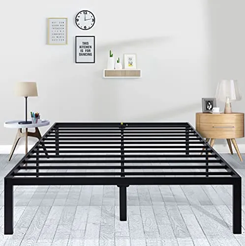 InEpoch 14 Inch Modern Metal Platform California King Bed Frame with Easy Assembly,Noise Free/Anti-Slip/Underbed Storage/No Box Spring Need/Heavy Duty Steel Slat Strong Support,Black