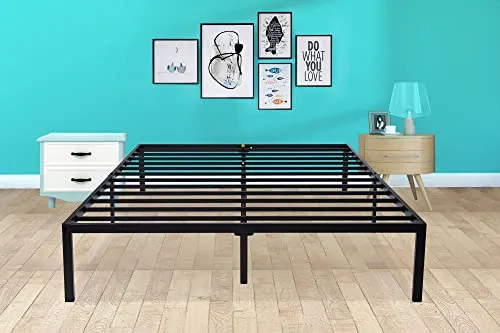 InEpoch 14 Inch Modern Metal Platform California King Bed Frame with Easy Assembly,Noise Free/Anti-Slip/Underbed Storage/No Box Spring Need/Heavy Duty Steel Slat Strong Support,Black