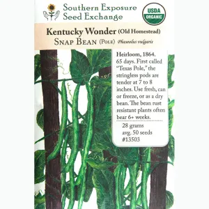 Kentucky Wonder Pole Bean Seeds (Organic)