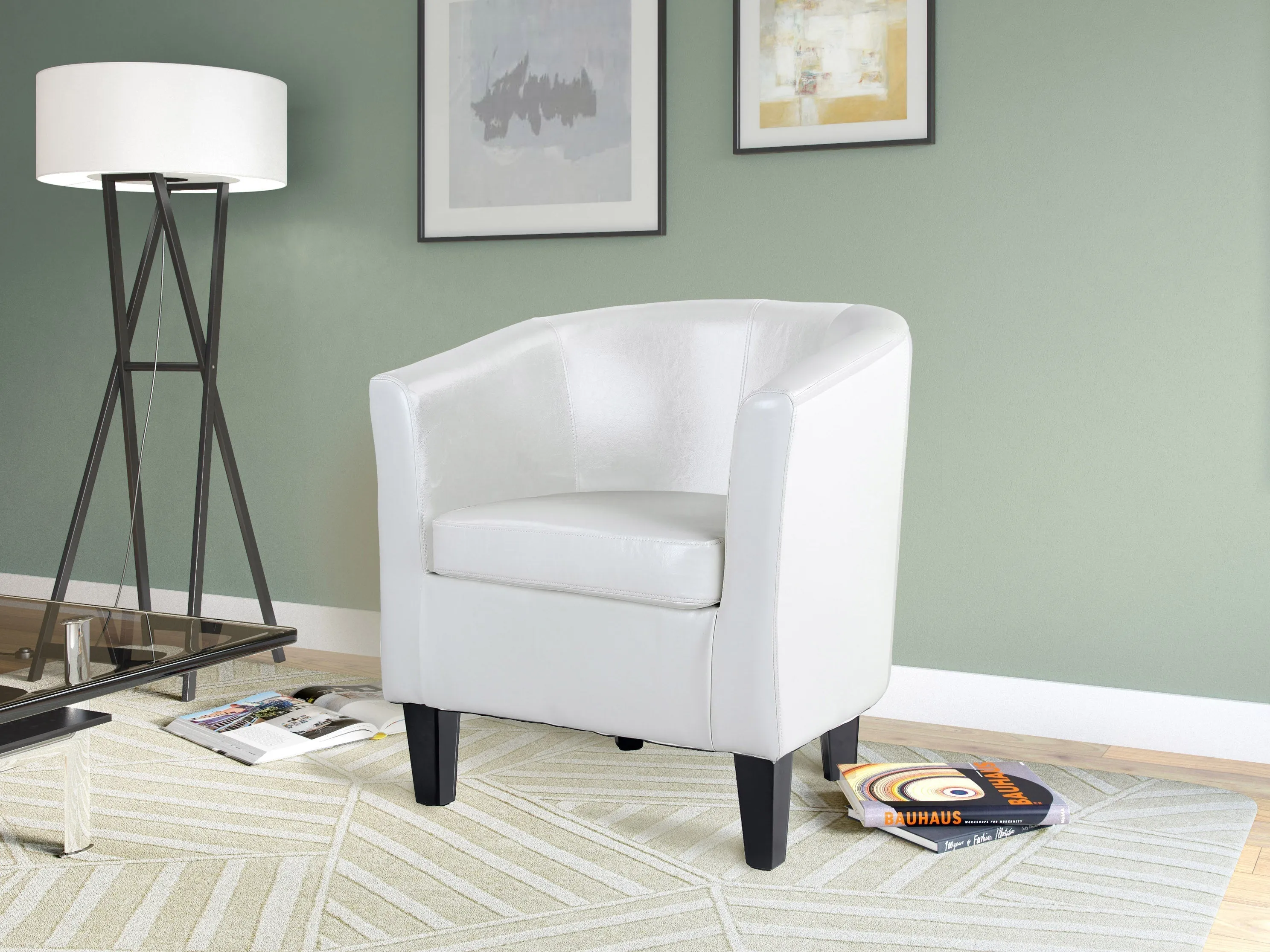 Leather Barrel Chair - White