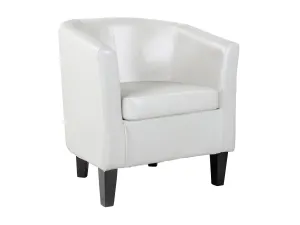 Leather Barrel Chair - White