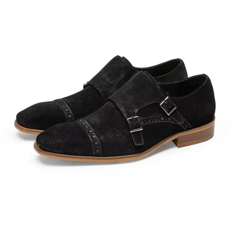 LuxeLeather Chic Buckle Closure Monkstraps Dress Shoes