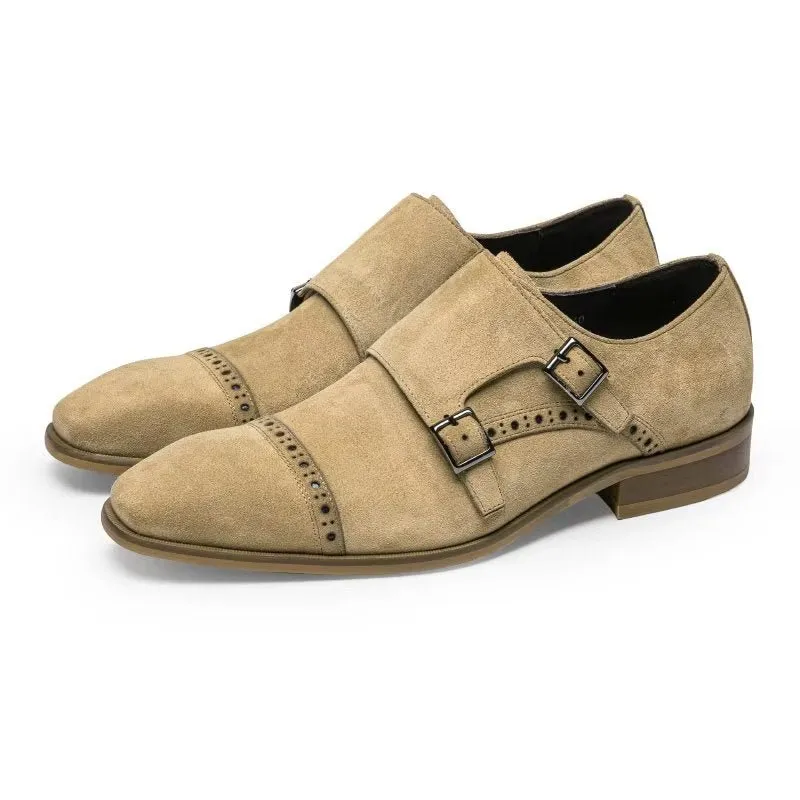 LuxeLeather Chic Buckle Closure Monkstraps Dress Shoes