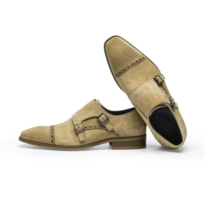 LuxeLeather Chic Buckle Closure Monkstraps Dress Shoes