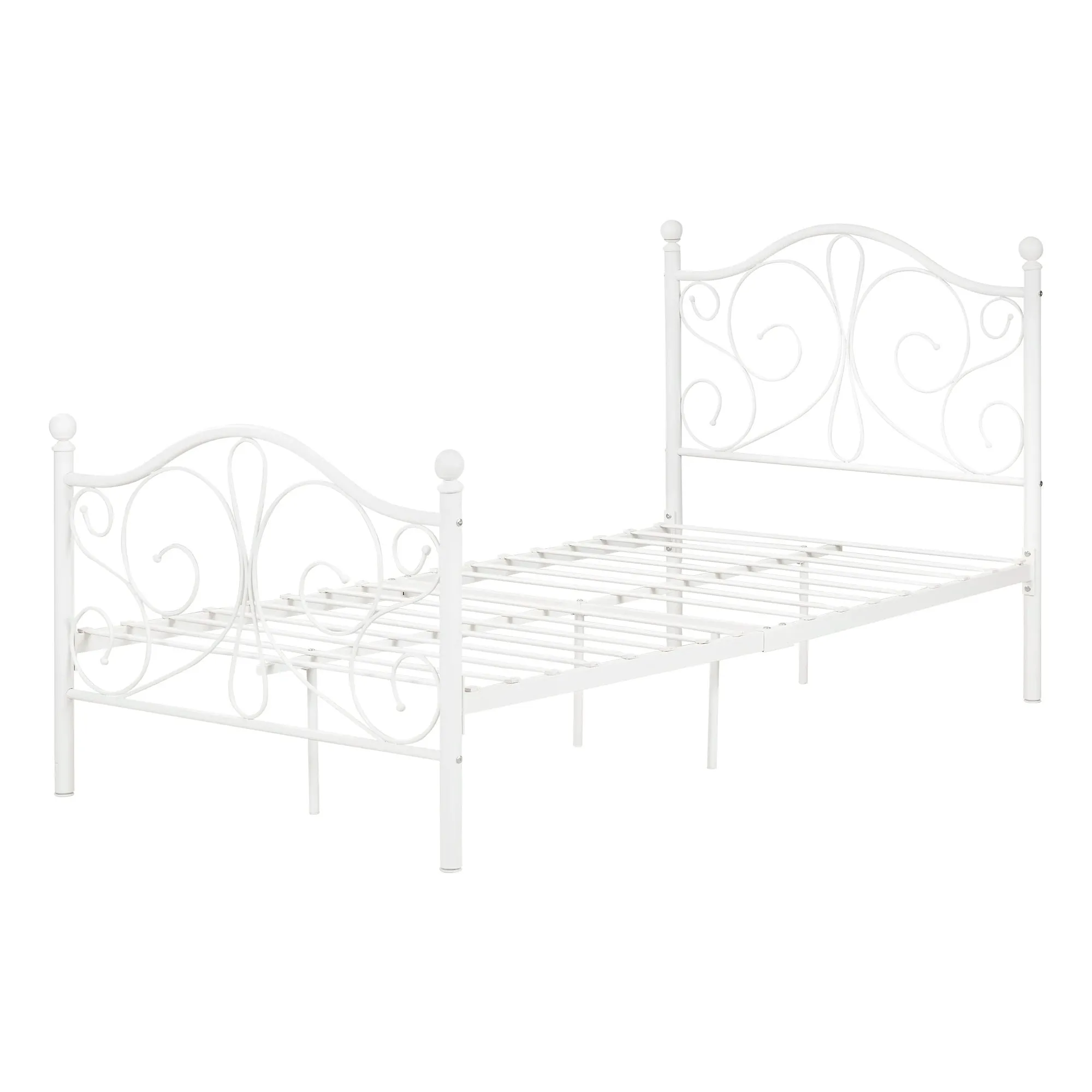 Metal Platform Bed with Headboard and Metal Slats - Country Poetry