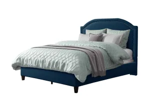 Navy Blue Upholstered Queen Bed