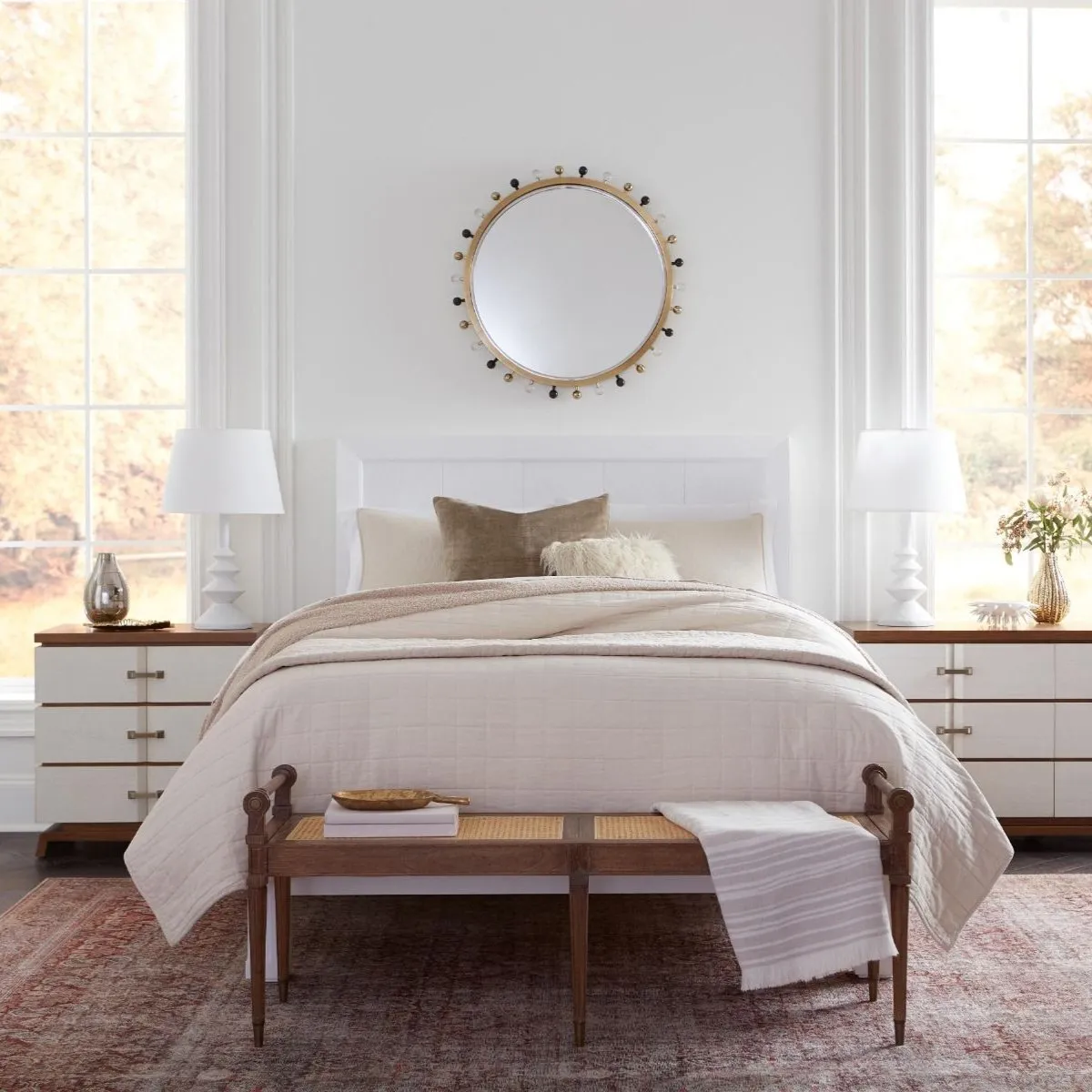 Patricia Bed Vanilla Lacquered Grasscloth - multiple options