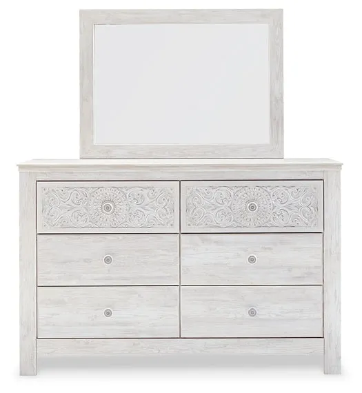 Paxberry Queen Panel Bed with Mirrored Dresser, Chest and 2 Nightstands