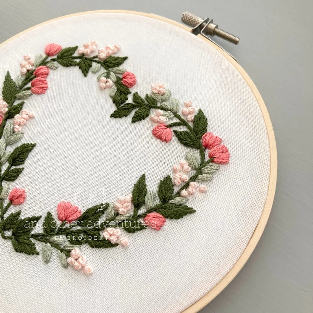 Pink & Green Heart - Digital Embroidery Pattern