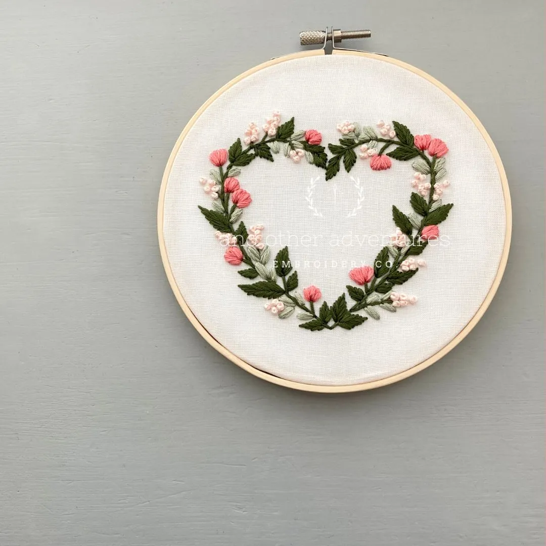 Pink & Green Heart - Digital Embroidery Pattern