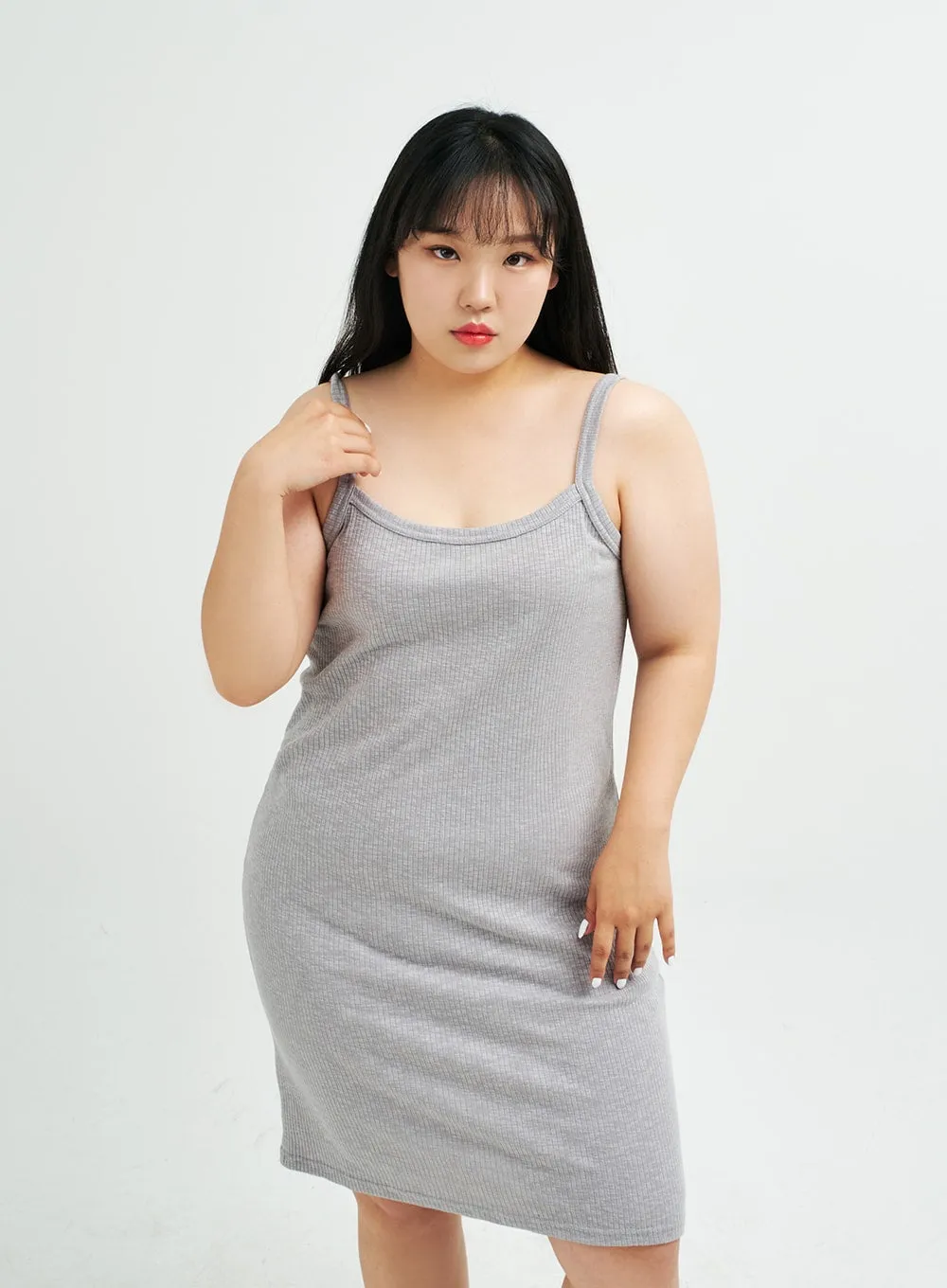 Plus Sleeveless Ribbed Midi Dress IY24