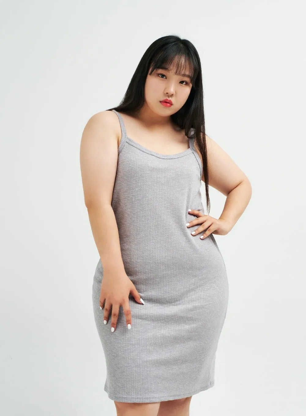 Plus Sleeveless Ribbed Midi Dress IY24