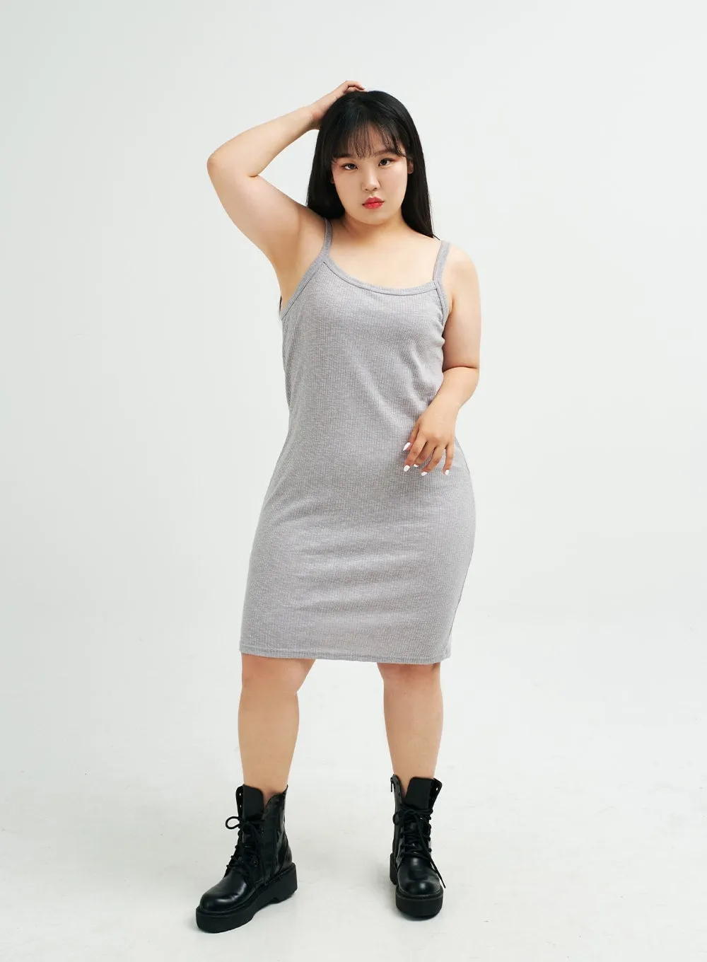 Plus Sleeveless Ribbed Midi Dress IY24