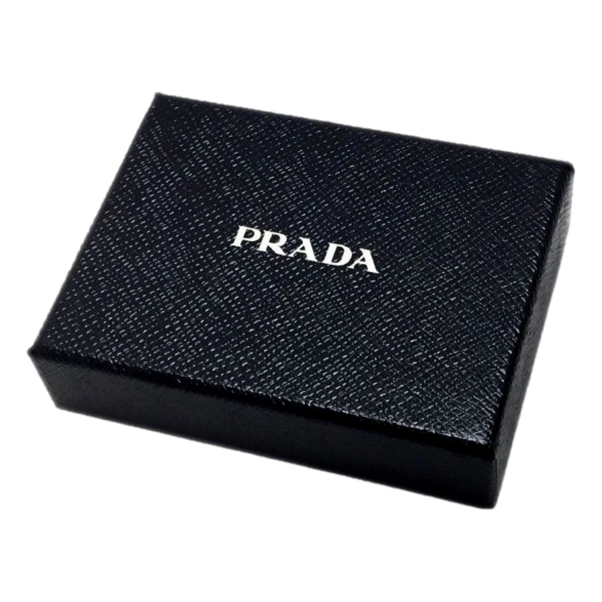 Prada Mens Saffiano Flap Card Holder Wallet Black