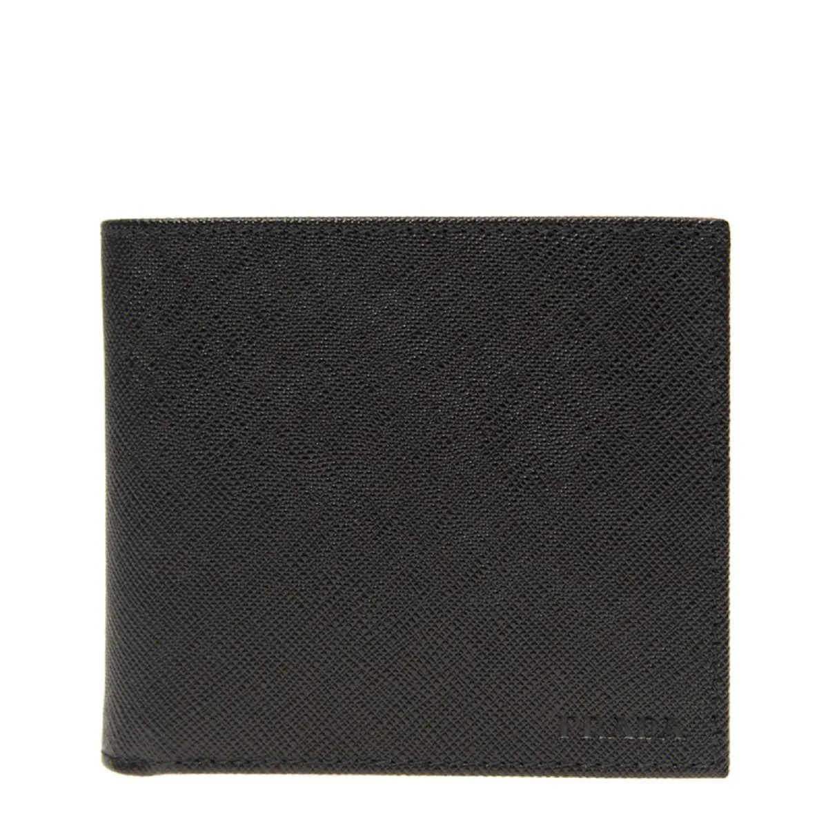 Prada Portaf Orizzontale Vitello Micro Grain Nero Black Mens Wallet