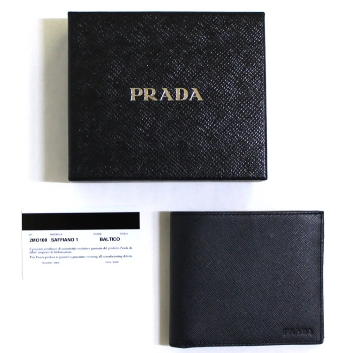 Prada Portaf Orizzontale Vitello Micro Grain Nero Black Mens Wallet