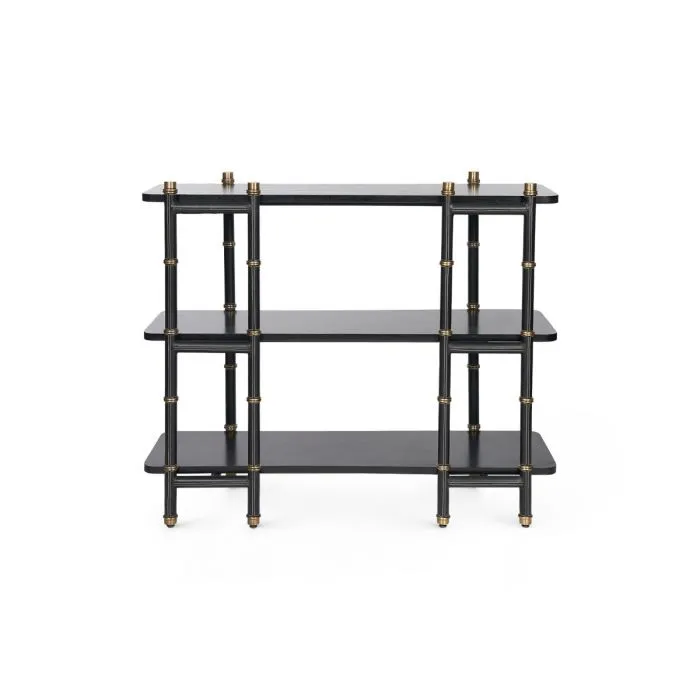 Reneau Low Shelf Black Leather