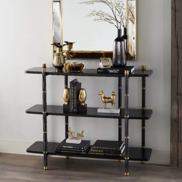 Reneau Low Shelf Black Leather