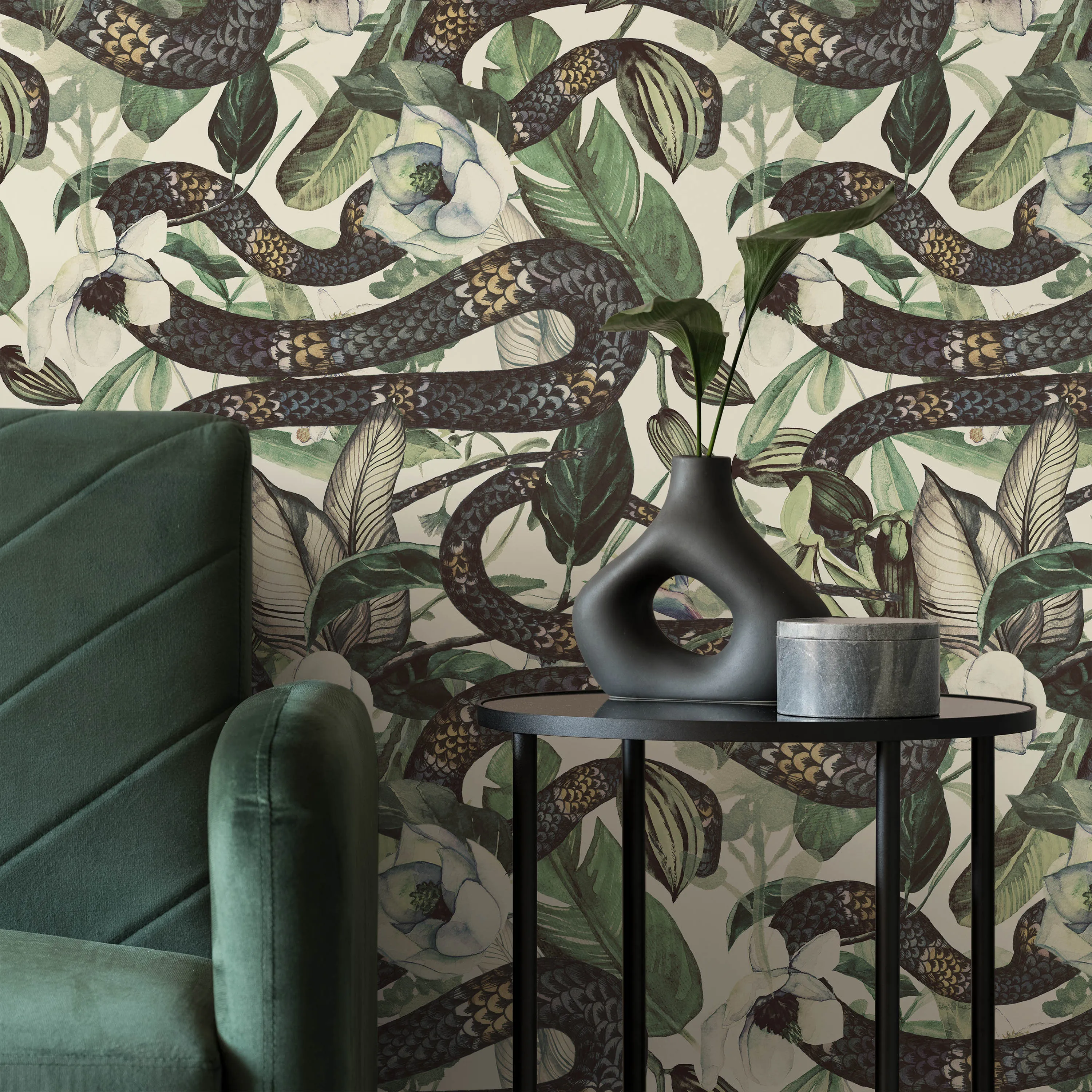 Snakes in Foliage Wallpaper