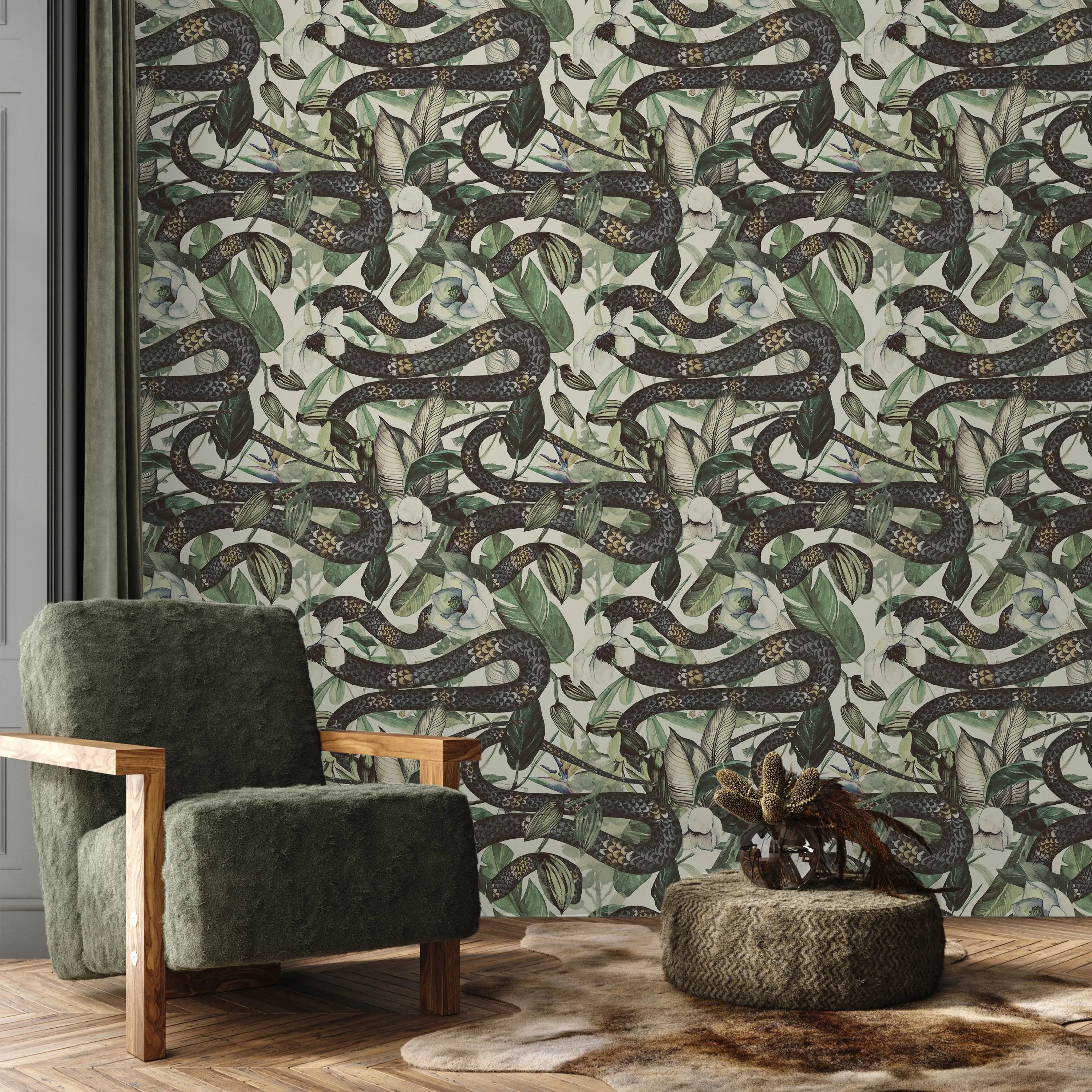 Snakes in Foliage Wallpaper