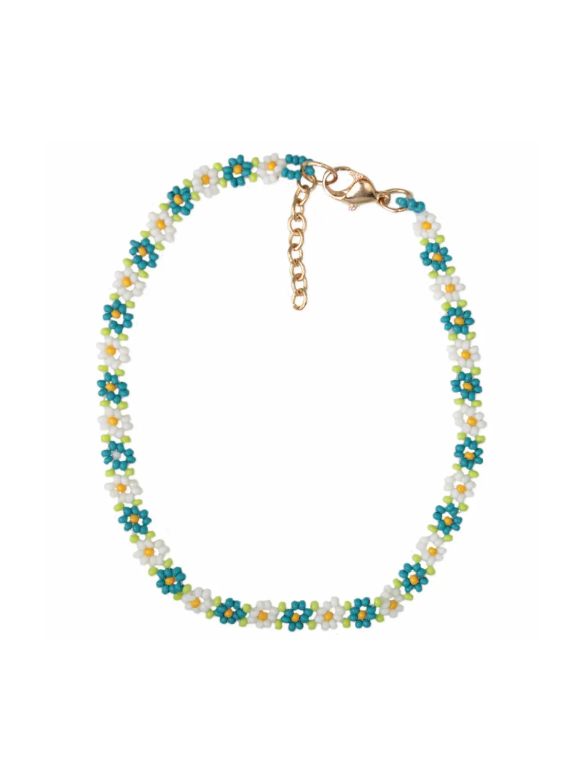 Spring Daisy Beaded Anklet