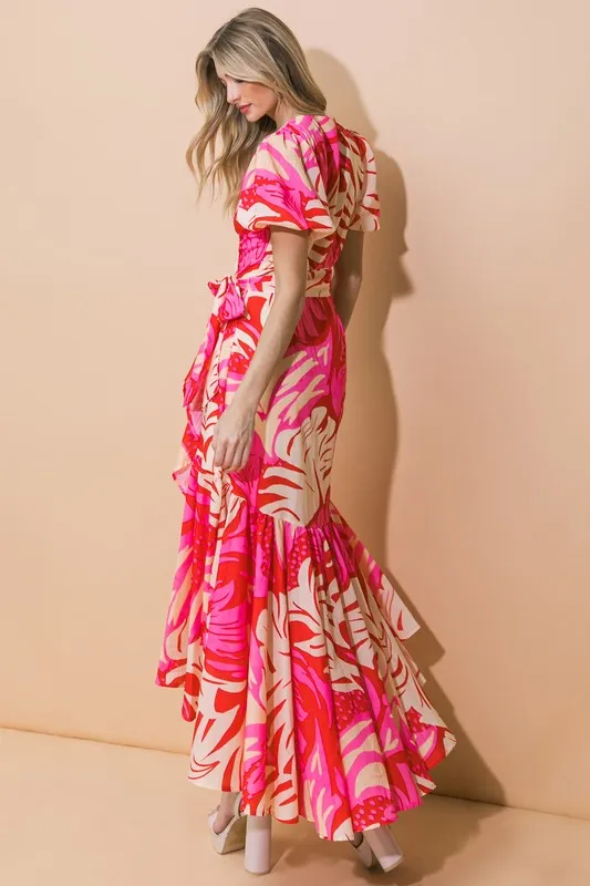 Tropical Midi Print Dress