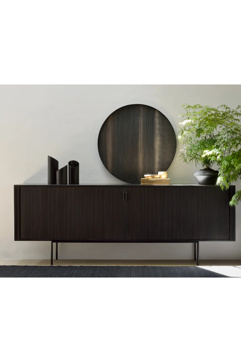 Varnished Teak Industrial Sideboard | Ethnicraft Roller Max