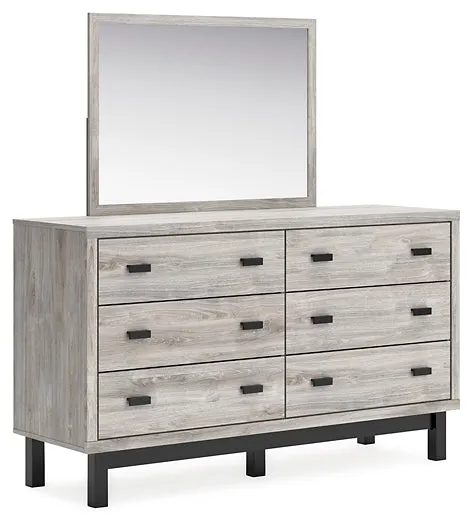 Vessalli Queen Panel Bed with Mirrored Dresser and Nightstand