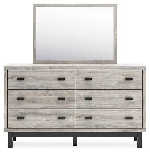 Vessalli Queen Panel Bed with Mirrored Dresser and Nightstand