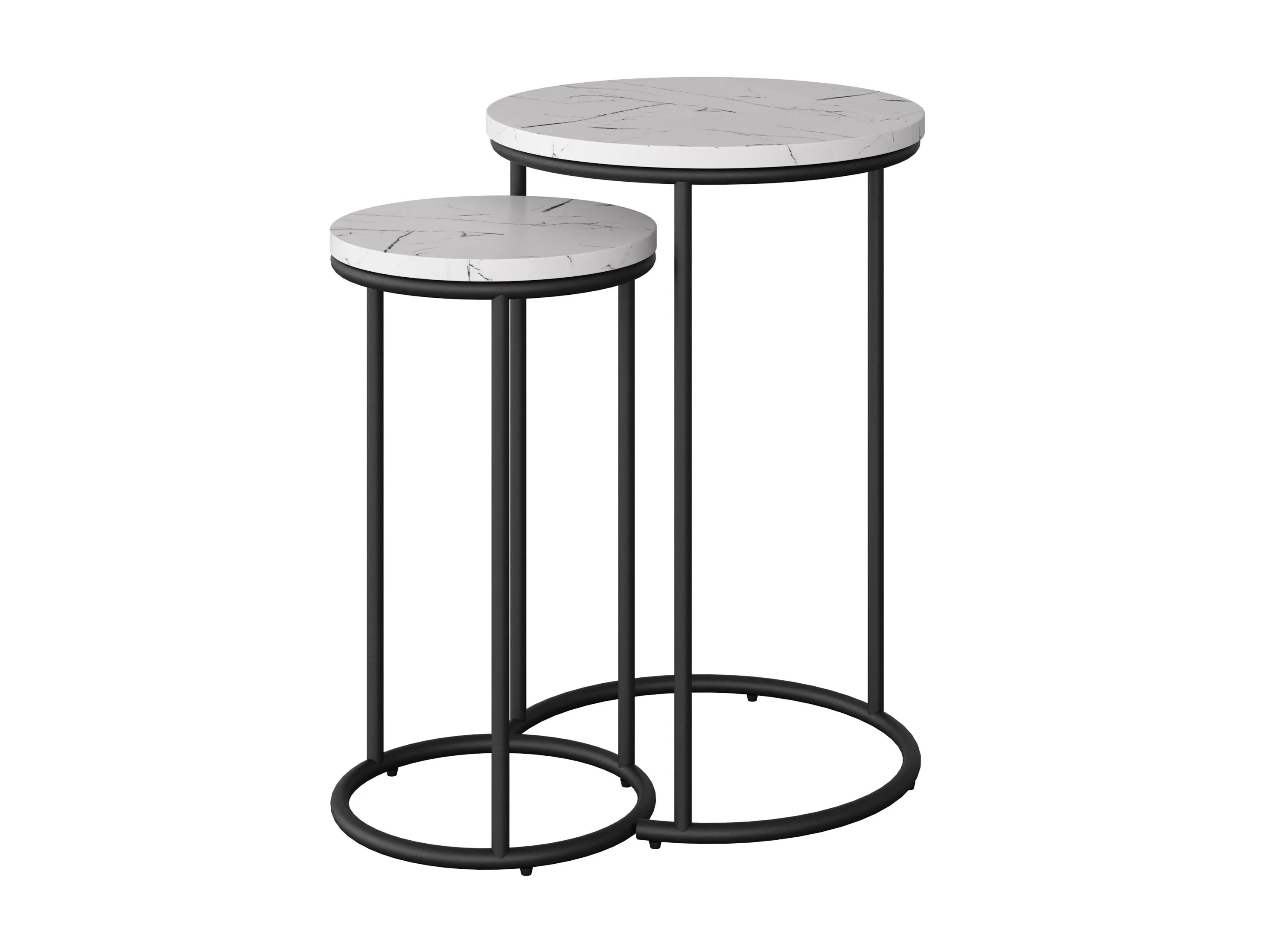 White Marble Round Nesting Side Tables