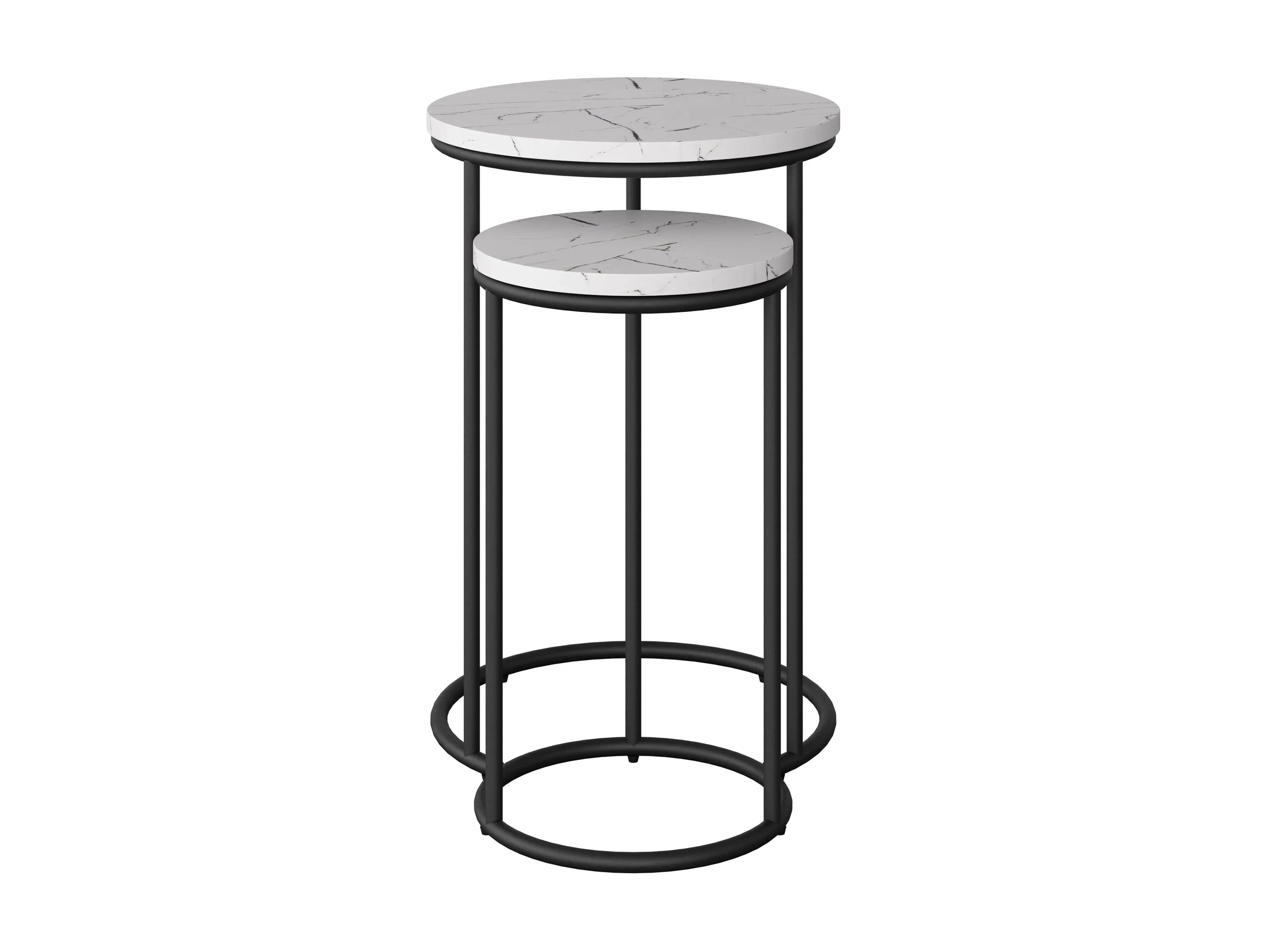 White Marble Round Nesting Side Tables