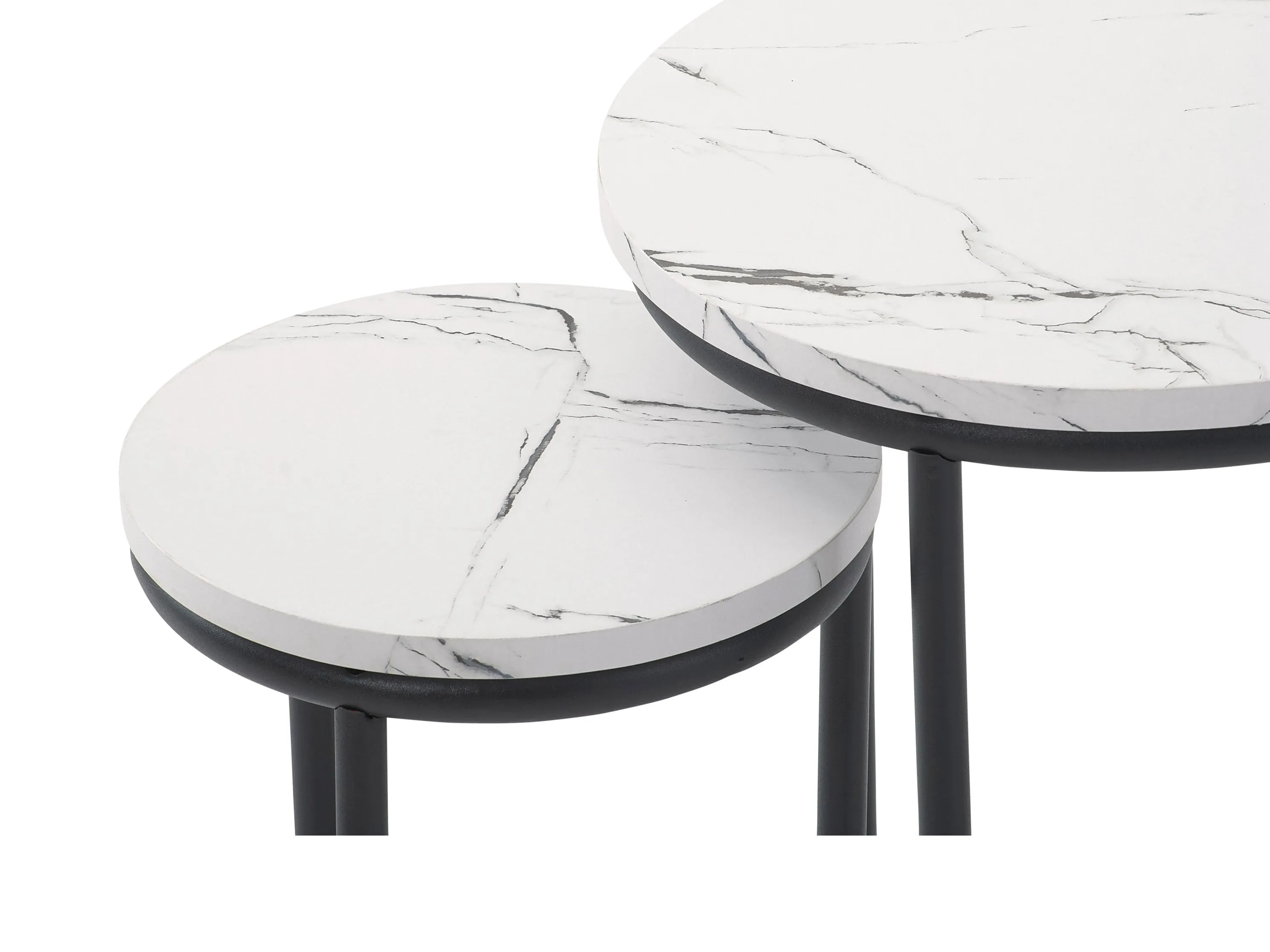 White Marble Round Nesting Side Tables