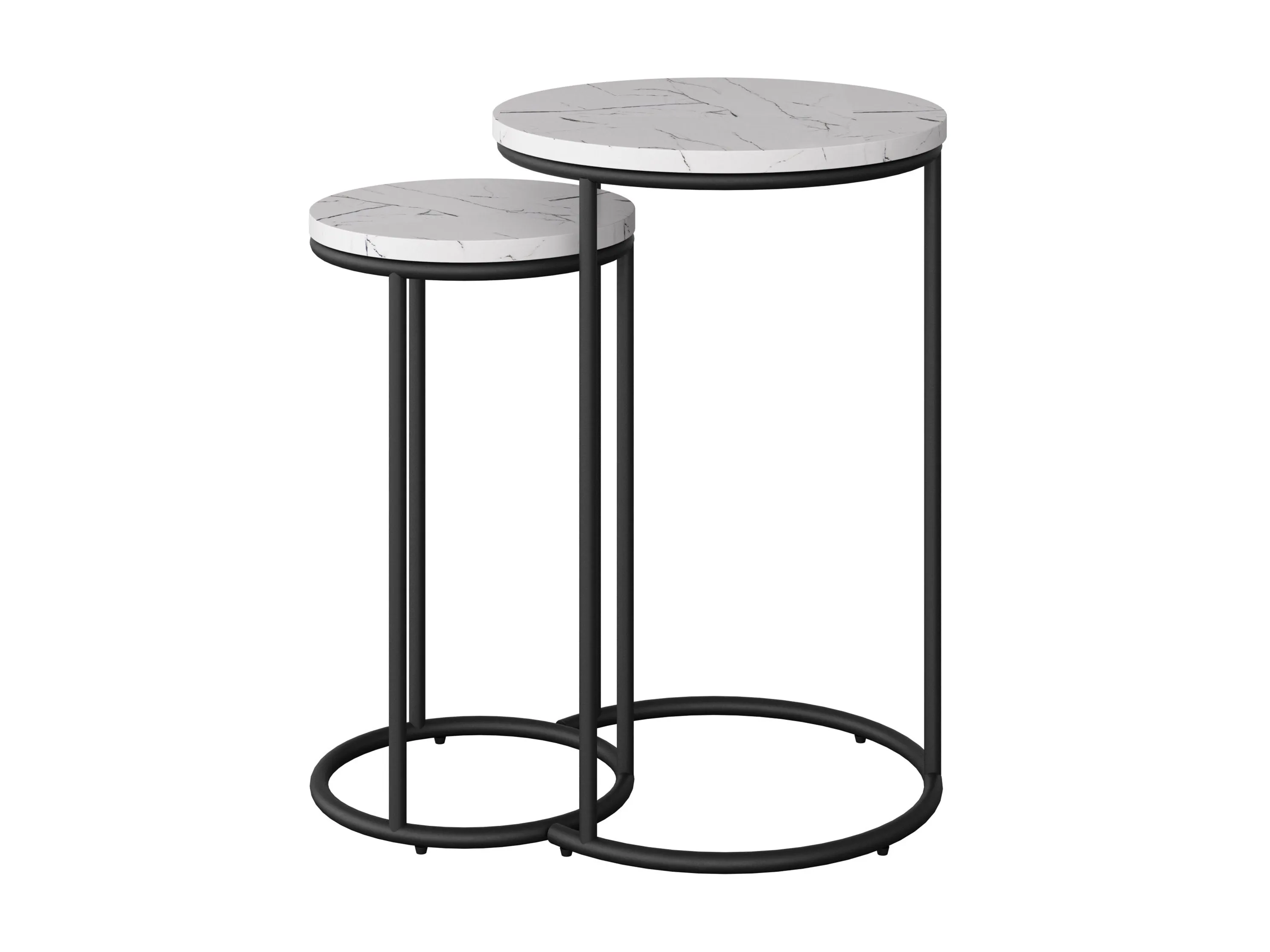 White Marble Round Nesting Side Tables