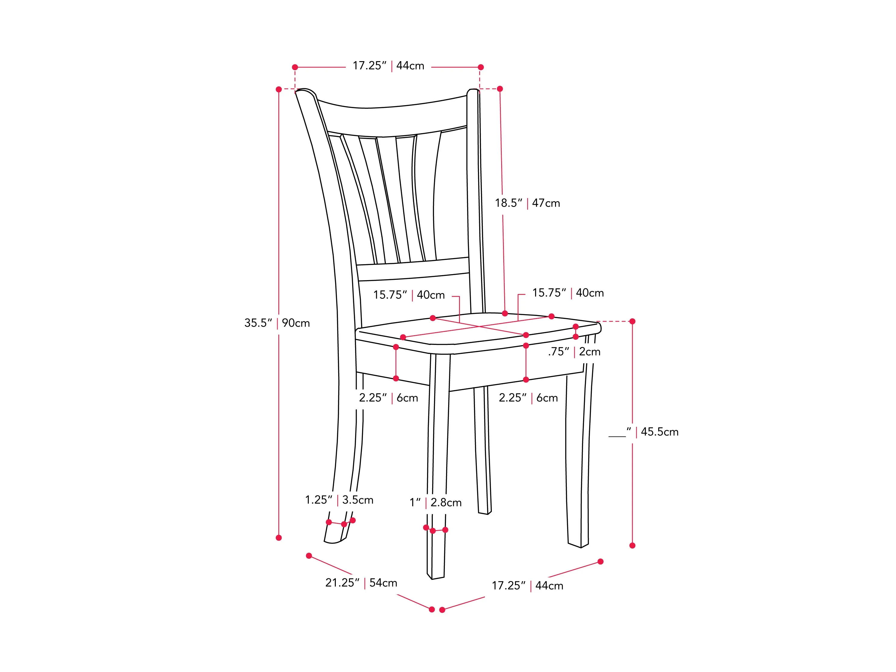 White Solid Wood Dining Chairs, Set of 2