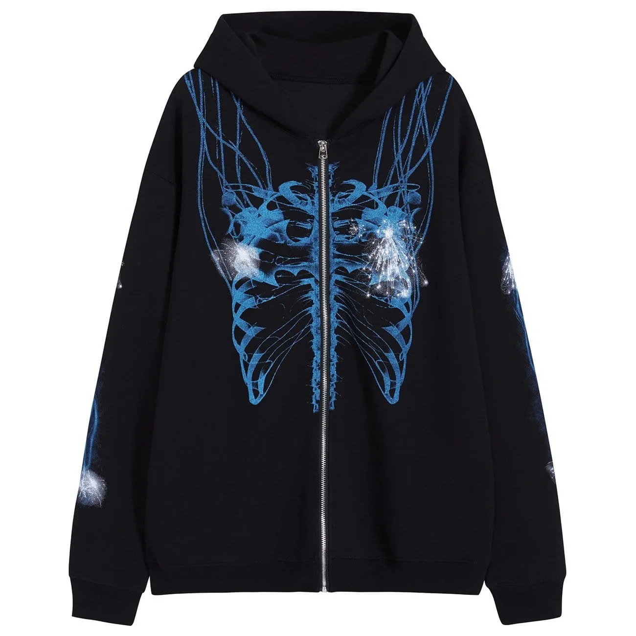 WLS Dark Resurrected Skeleton Fleece Zip Up Hoodie